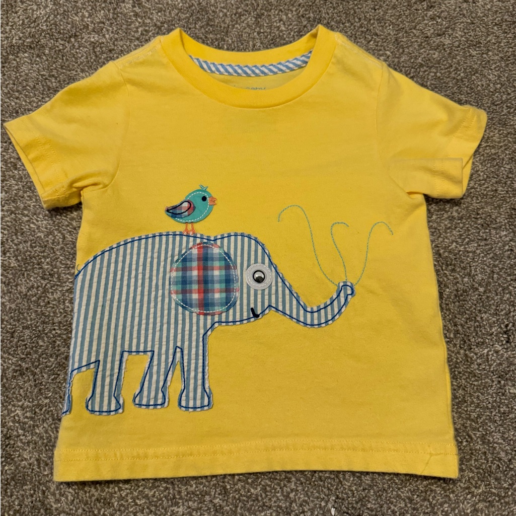 Nursery Rhyme Elephant Bird Yellow Blue Short Sleeve T Shirt 18m 18 Months Baby